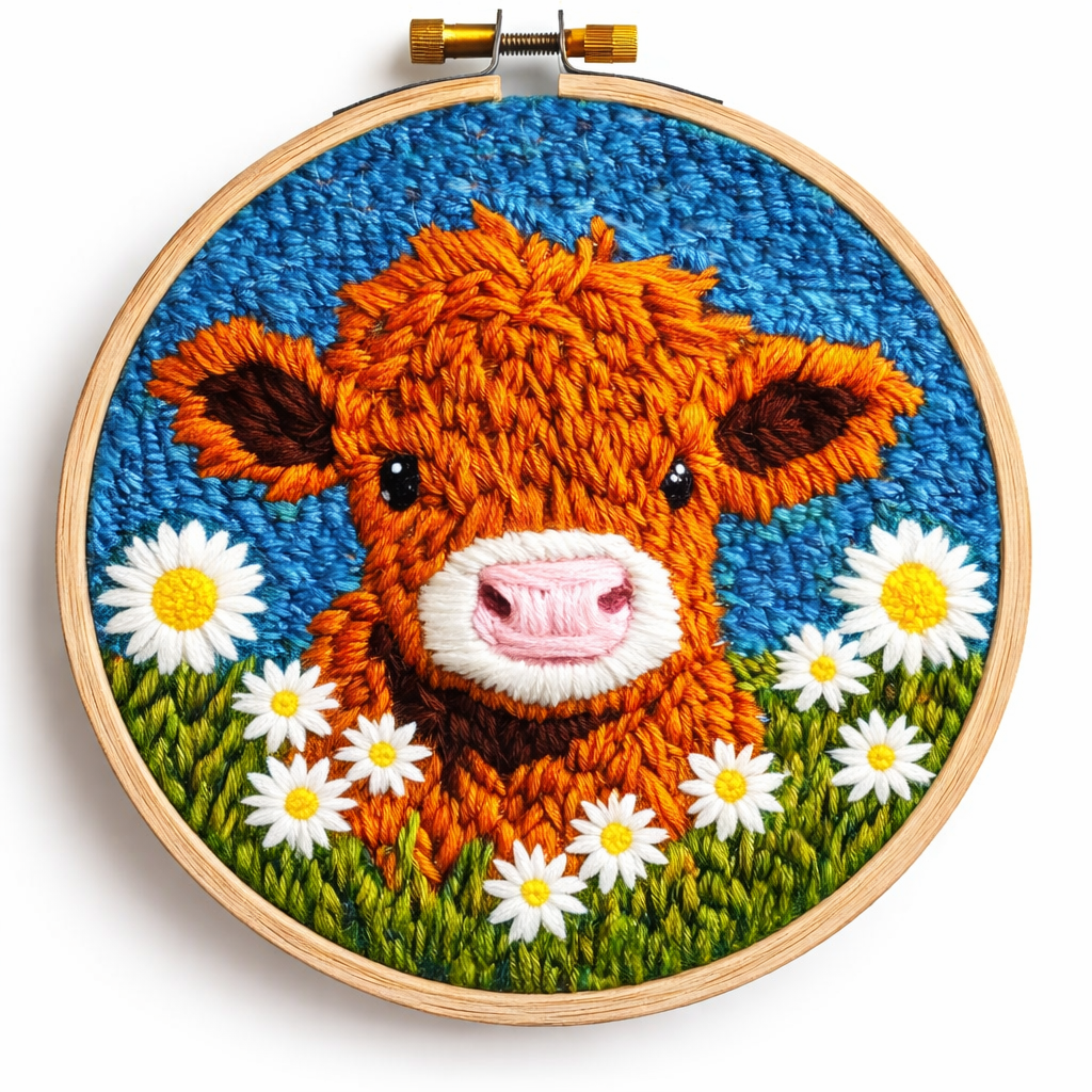 Highland Cow Punch Needle Kit – 20cm