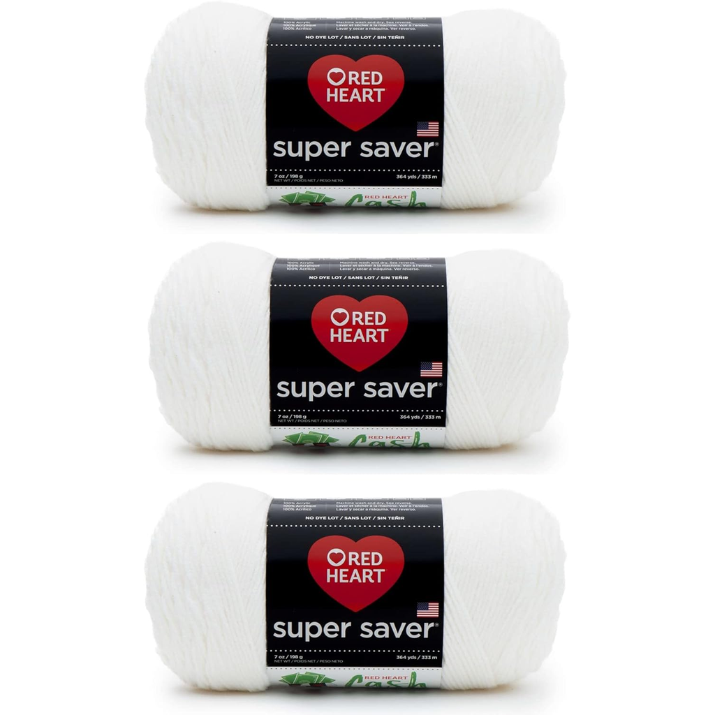 Red Heart Super Saver Acrylic Yarn – 3 Pack
