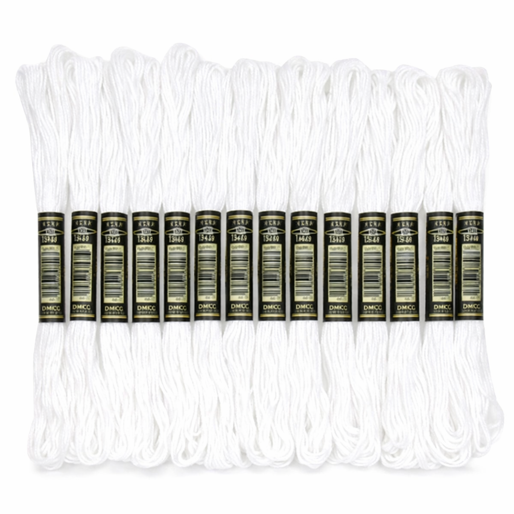White Embroidery Floss – 12 Skeins