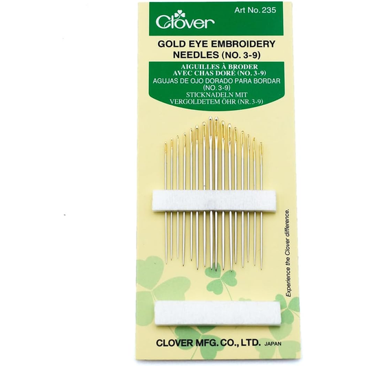 Clover Gold Eye Embroidery Needles – 16 Pack