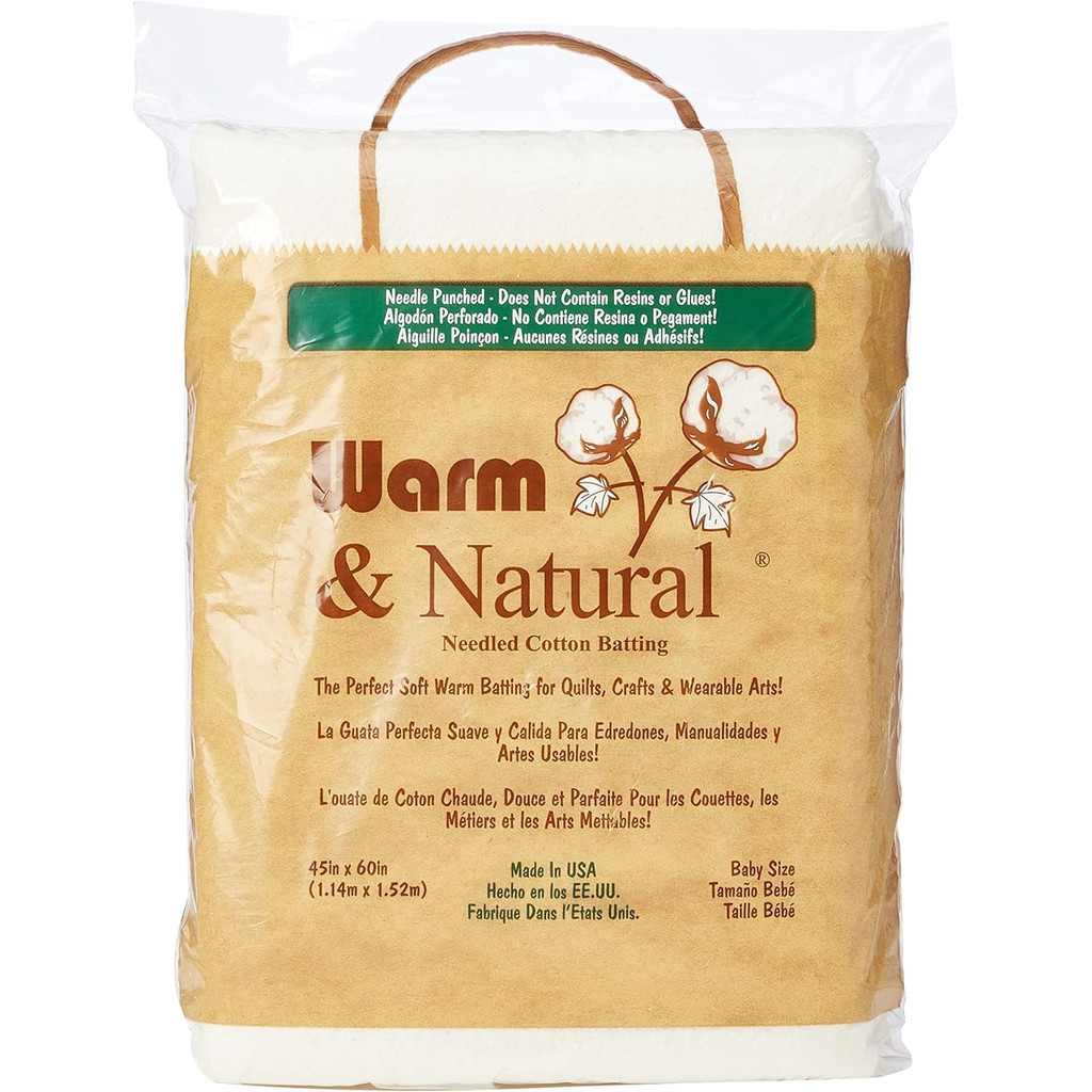 Warm & Natural Cotton Quilt Batting – 45" x 60"