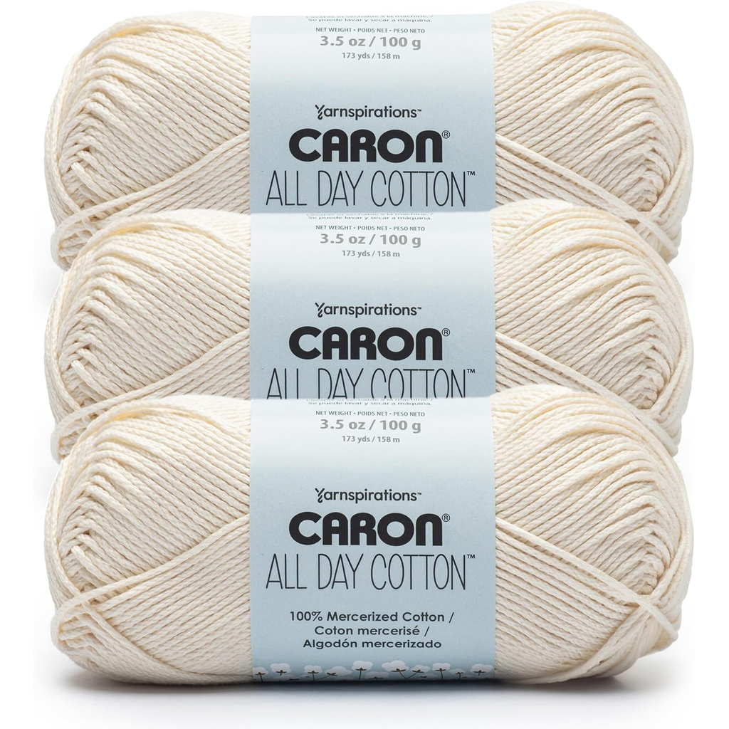 Caron All Day Cotton Yarn – Cream 3 Pack