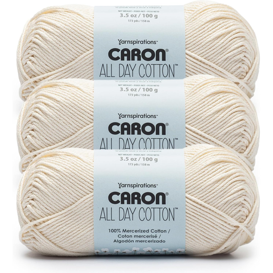 Caron All Day Cotton Yarn – Cream 3 Pack
