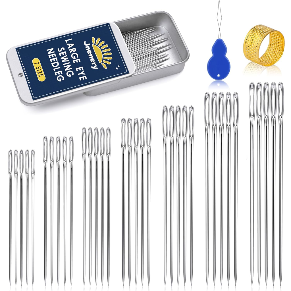 Large Eye Sewing Needles – 35 Piece Set